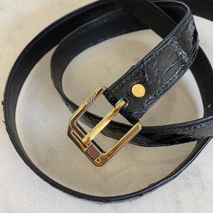 GENUINE BLACK CROCODILE GOLD BUCKLE BELT